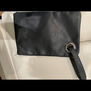 Black leather wristlet